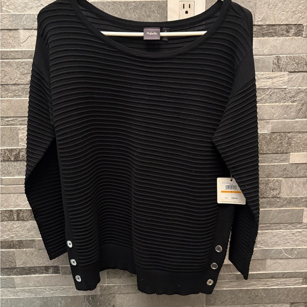 Rafaella Black Textured Knit Top